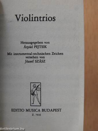 Alte Kammermusik/Violinduos/Violintrios/Trios für zwei Violinen und Violoncello/Alte Werke für zwei und drei Violoncelli/Werke des Frühbarocks für Streicher/Alte Musik für Flöte und Gitarre/Renaissance Tänze aus ,,Danserye" von T. Susato (minikönyv)