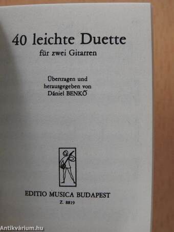 Alte Kammermusik/Violinduos/Violintrios/Trios für zwei Violinen und Violoncello/Alte Werke für zwei und drei Violoncelli/Werke des Frühbarocks für Streicher/Alte Musik für Flöte und Gitarre/Renaissance Tänze aus ,,Danserye" von T. Susato (minikönyv)