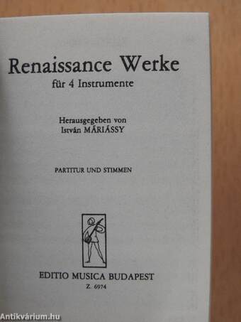 Alte Kammermusik/Violinduos/Violintrios/Trios für zwei Violinen und Violoncello/Alte Werke für zwei und drei Violoncelli/Werke des Frühbarocks für Streicher/Alte Musik für Flöte und Gitarre/Renaissance Tänze aus ,,Danserye" von T. Susato (minikönyv)