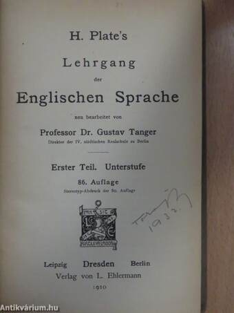 Lehrgang der Englischen Sprache I.