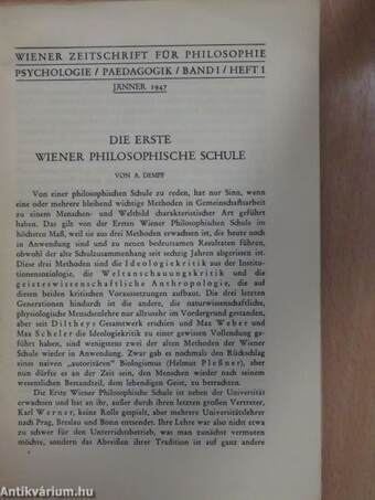 Wiener Zeitschrift für Philosophie, Psychologie, Pädagogik Jänner 1947