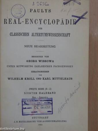 Paulys Real-Encyclopädie der Classischen Altertumswissenschaft II/7.