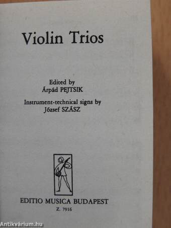 Early Chamber Music/Violin Duos/Violin Trios/Trios for two violins and violoncello/Early Pieces for two and three violoncellos/Early Baroque Works for Strings/Early Music for flute and guitar (minikönyv)