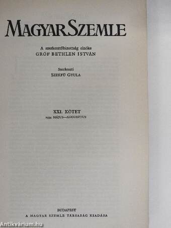 Magyar Szemle 1934. május-augusztus