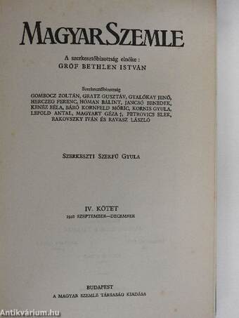 Magyar Szemle 1928. szeptember-december