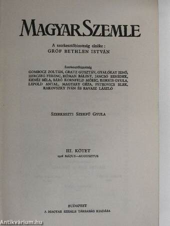 Magyar Szemle 1928. május-augusztus