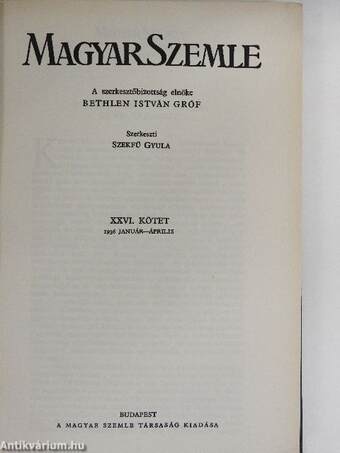 Magyar Szemle 1936. január-december I-III.