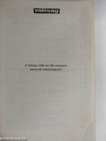 Valóság 1969. január-június (fél évfolyam) I.