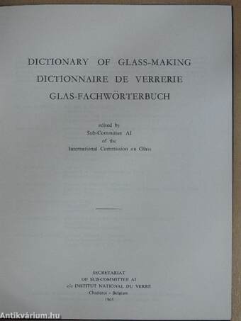 Dictionary of Glass-Making