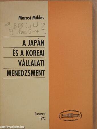 A japán és a koreai vállalati menedzsment (dedikált példány)