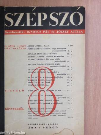 Szép Szó 1936. október