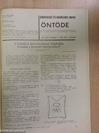 Bányászati és Kohászati Lapok - Kohászat/Öntöde 1982. szeptember