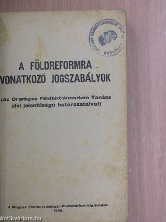 A földreformra vonatkozó jogszabályok