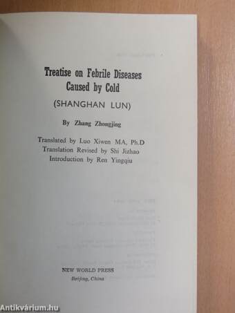 Treatise on Febrile Diseases Caused by Cold