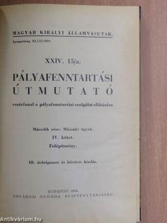 Pályafenntartási útmutató XXIV. 15/a. III-V.