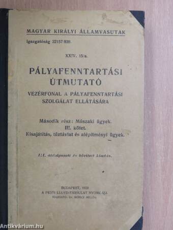 Pályafenntartási útmutató XXIV. 15/a. III-V.