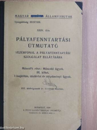 Pályafenntartási útmutató XXIV. 15/a. III.