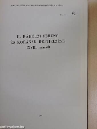 II. Rákóczi Ferenc és korának rejtjelezése