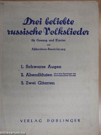 Drei beliebte russische Volkslieder für Gesang und Klavier mit Akkordeon-Bezeichnung