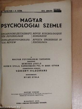 Magyar Psychologiai Szemle 1936. január-december