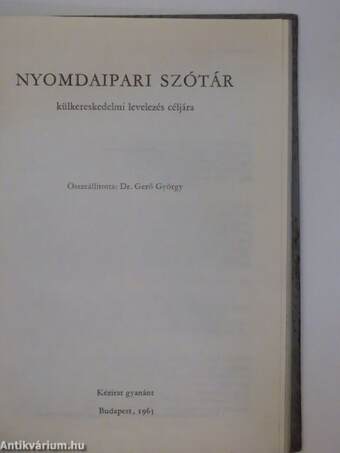 Nyomdaipari szótár