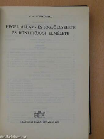 Hegel állam- és jogbölcselete és büntetőjogi elmélete