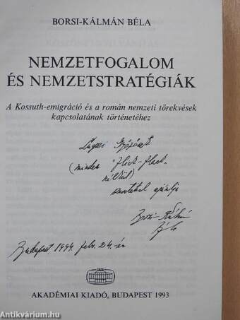 Nemzetfogalom és nemzetstratégiák (dedikált példány)