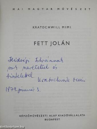 Fett Jolán (dedikált példány)