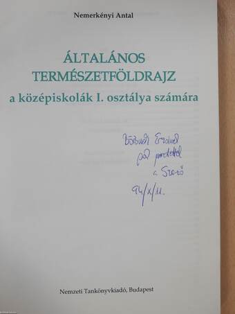 Általános természetföldrajz (dedikált példány)