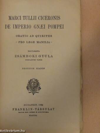 Marci Tullii Ciceronis De Imperio Gnaei Pompei