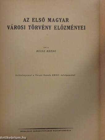 Az első magyar városi törvény előzményei