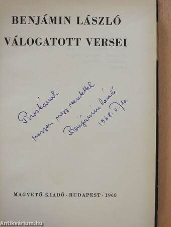 Benjámin László válogatott versei (dedikált példány)