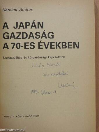 A japán gazdaság a 70-es években (dedikált példány)