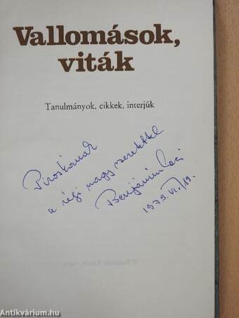 Vallomások, viták (dedikált példány)