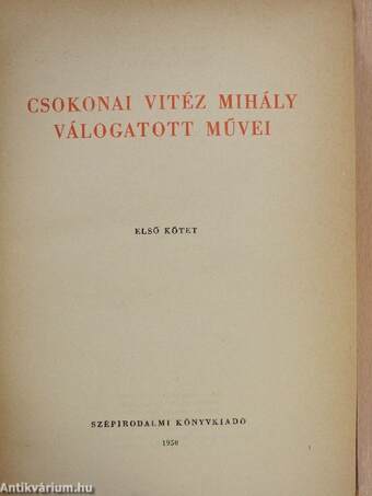 Csokonai Vitéz Mihály válogatott művei I-II.