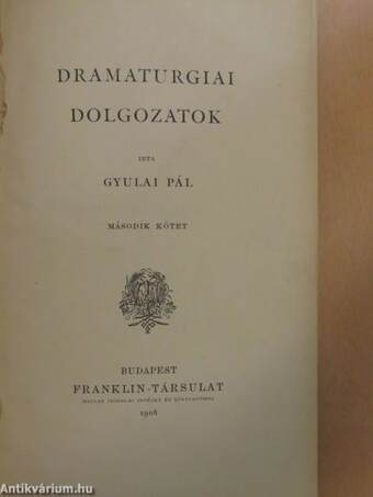 Dramaturgiai dolgozatok II.