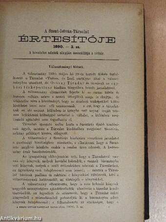 Katholikus Szemle 1891. január-december/A Szent-István-Társulat Értesítője 1890/1., 1890/3.