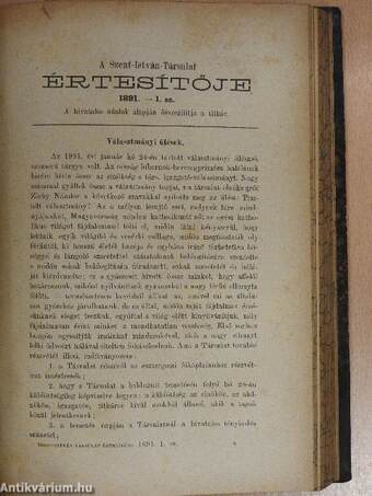 Katholikus Szemle 1891. január-december/A Szent-István-Társulat Értesítője 1890/1., 1890/3.