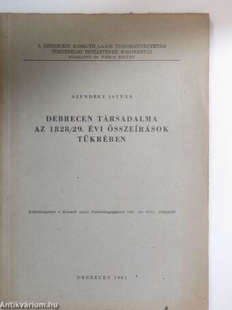 Debrecen társadalma az 1828/29. évi összeírások tükrében