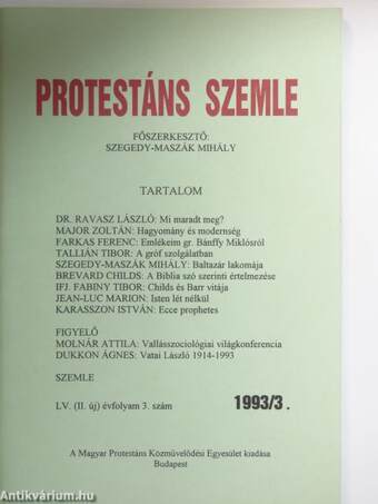 Protestáns Szemle 1993/3.