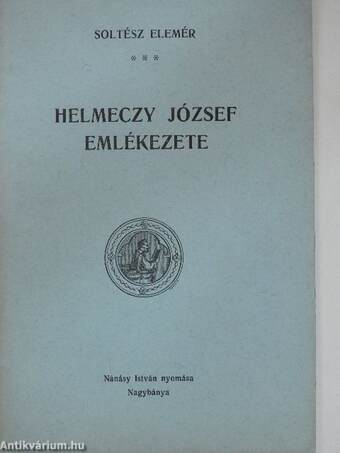 Helmeczy József emlékezete