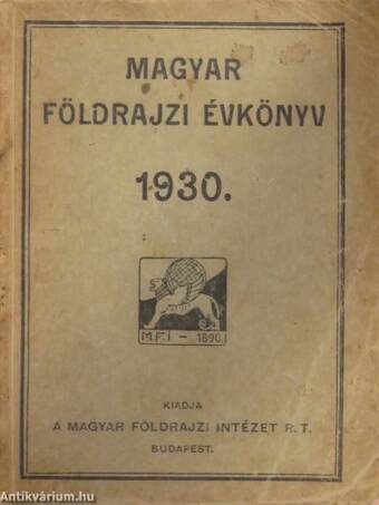 Magyar Földrajzi Évkönyv az 1930. évre