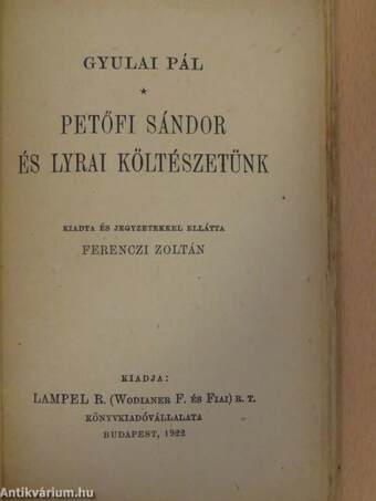 Petőfi Sándor és lyrai költészetünk