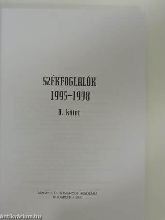 Székfoglalók 1995-1998 V.