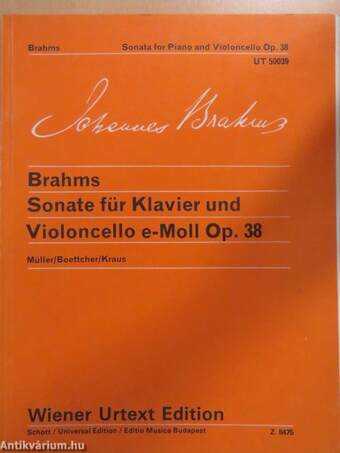 Sonate für Klavier und Violoncello e-Moll Op. 38/Sonata for Piano and Violoncello E minor Op. 38