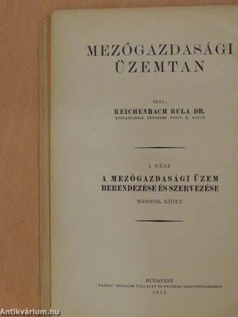 Mezőgazdasági üzemtan I/2.