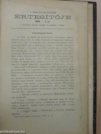 Katholikus Szemle 1891. január-december/A Szent-István-Társulat Értesítője 1890/1., 1890/3.