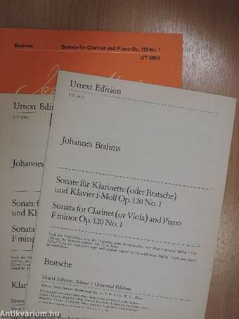 Sonate für Klarinette (oder Bratsche) und Klavier f-Moll Op. 120 No. 1/Sonata for Clarinet (or Viola) and Piano F minor Op. 120 No. 1