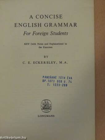 A Concise English Grammar for Foreign Students