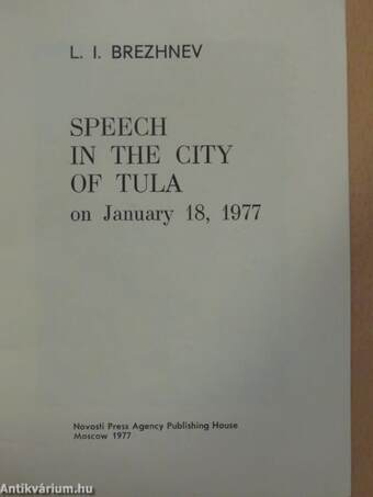 Speech in the city of Tula on January 18, 1977